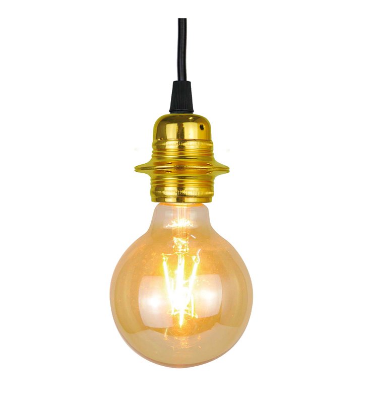 Lampe suspension design or en métal doré Compatible ampoule LED E27
