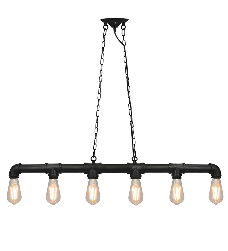 Lustre suspension design industriel métal noir 6 spots E27 compatible LED