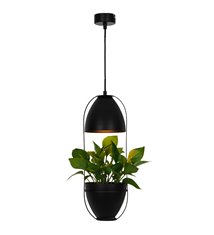 Lampe de plafond suspension porte plante décoratif suspendu métal noir compatible LED