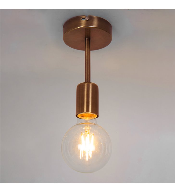 Plafonnier métal finition cuivrée compatible ampoule LED E27
