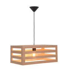 Suspension Lampe de plafond déco cagette en bois naturel compatible LED E27