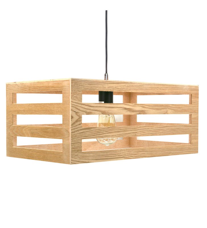 Suspension Lampe de plafond déco cagette en bois naturel compatible LED E27
