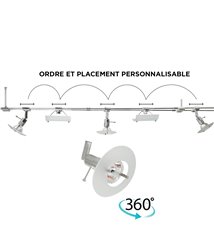 Plafonnier 5 Spots orientables et déformable 20 W 3 syros et 2 sail