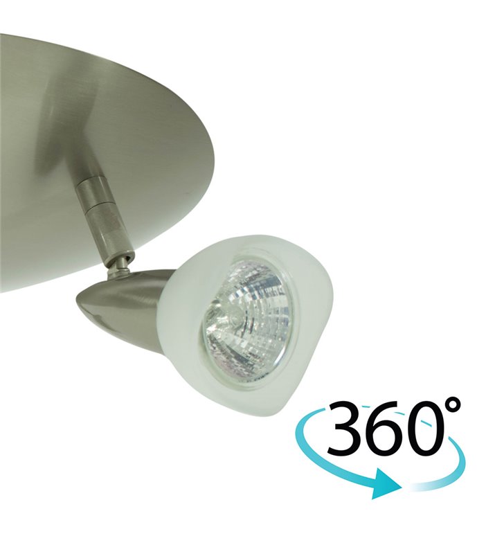 Applique ou Plafonnier 3 Spots orientables acier brossé 3 x 50 W 