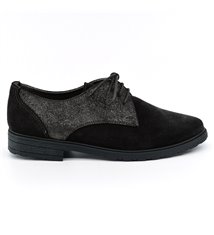 Chaussures femme à lacets Derby cuir et daim noir