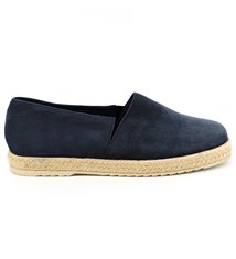 Sandale Espadrilles femme daim et cuir bleu marine  Made in France