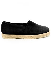 Sandale Espadrilles femme daim et cuir noir Made in France