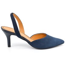 Chaussures à talon Escarpins femme en cuir velours bleu