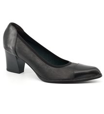Escarpins femme en cuir noir Chaussures a talon large