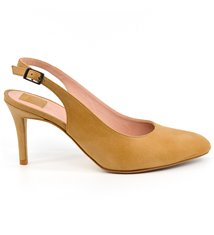 Chaussures à talon ouvert Escarpins slingback à bride cuir végétal brun