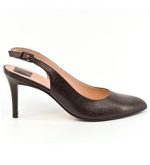 Chaussures à talon ouvert Escarpins slingback à bride cuir effet croco marron