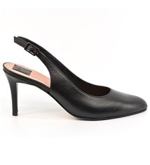 Chaussures à talon ouvert Escarpins slingback à bride cuir noir