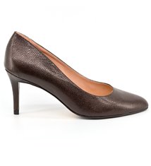 Chaussures a talon Escarpins femme en cuir marron effet croco