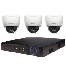 Kit de Vidéosurveillance Dahua Enregistreur DVR et 3 Mini Caméras Dôme Analogiques HDCVI