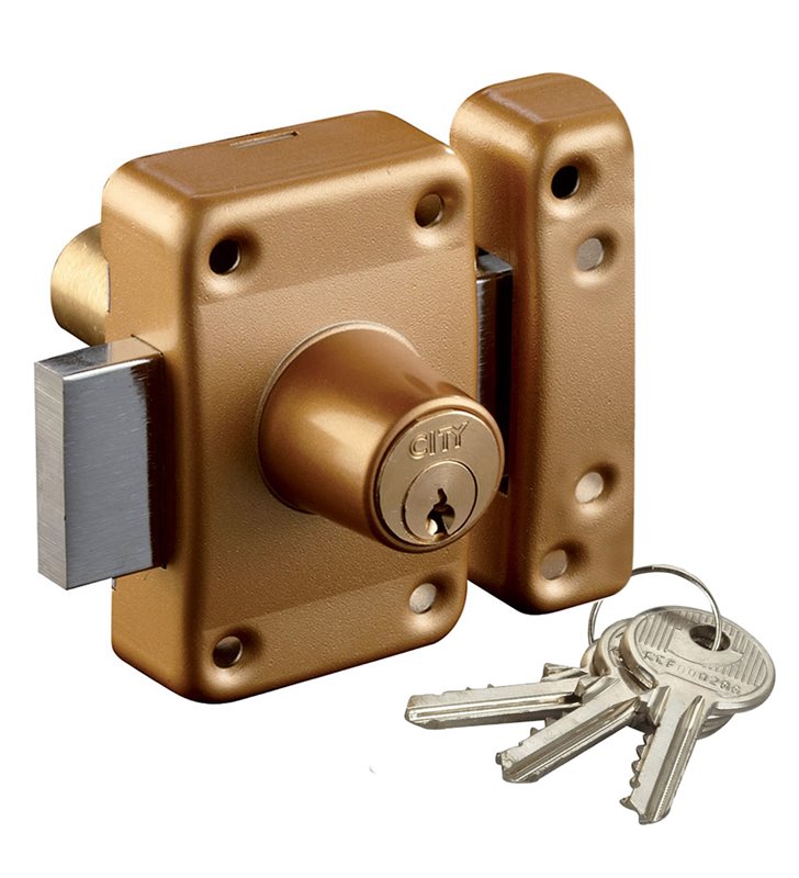 Verrou CITY 26 double entrées pour porte spéciale huisserie étroite Cyl axe 45 mm Diam 23 mm
