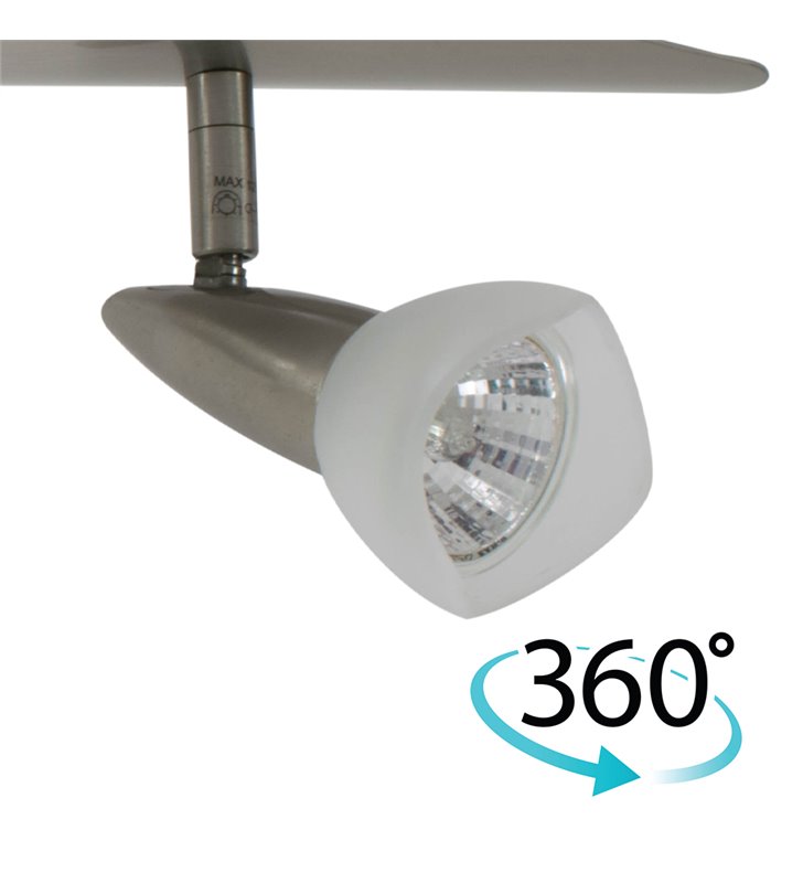 Luminaire Plafonnier Réglette acier brossé 2 Spots orientables 2 x 50 W