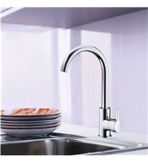 Robinet mitigeur d\'evier de cuisine a bec haut mobile chrome economiseur d\'eau et anticalcaire