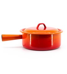 Caquelon fondue fromage poelon casserole couvercle orange