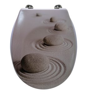 Abattant WC thermodur charnieres inox Lunette de toilette sable et galets