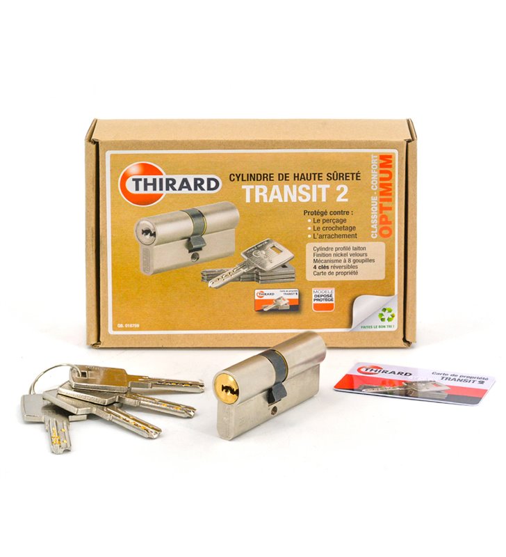 Cylindre de sécurité nickelé débrayable pour porte transit 2 THIRARD