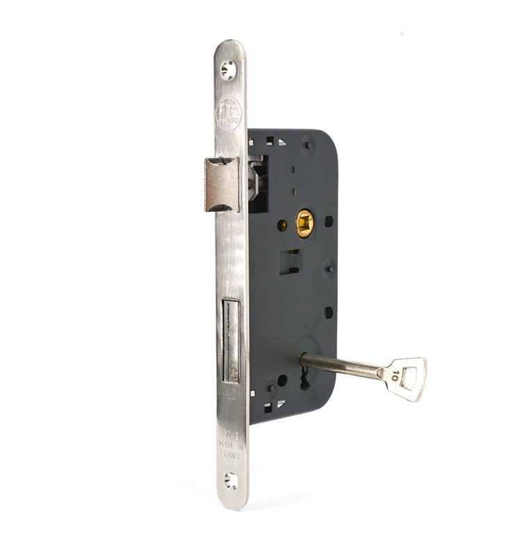 Serrure de porte encastrable a trou de clé Thirard axe 50mm noir a larder encastré