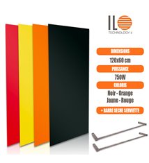 Radiateur électrique plat panneau rayonnant en verre 120x60cm 750W convertible en sèche serviette