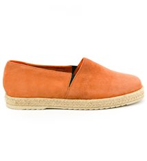 Sandale Espadrilles femme daim et cuir orange Made in France