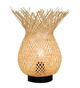 Lampe d’intérieure Hawai métal noir bambou naturel compatible LED