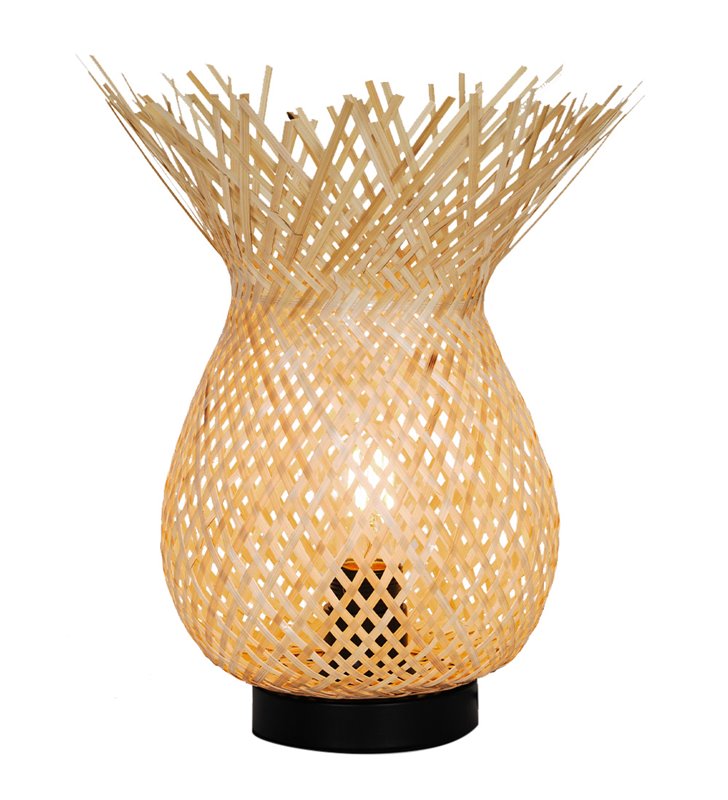 Lampe d’intérieure Hawai métal noir bambou naturel compatible LED
