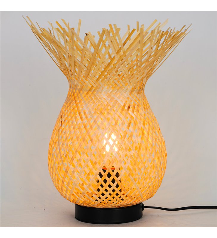 Lampe d’intérieure Hawai métal noir bambou naturel compatible LED