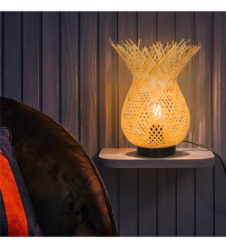 Lampe d’intérieure Hawai métal noir bambou naturel compatible LED
