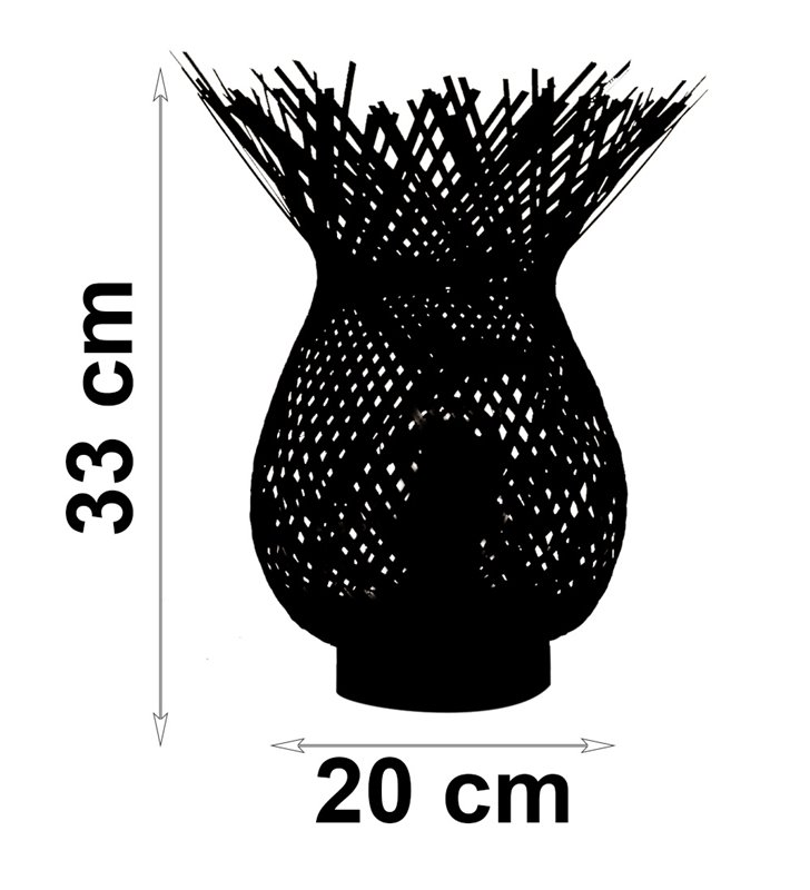 Lampe d’intérieure Hawai métal noir bambou naturel compatible LED
