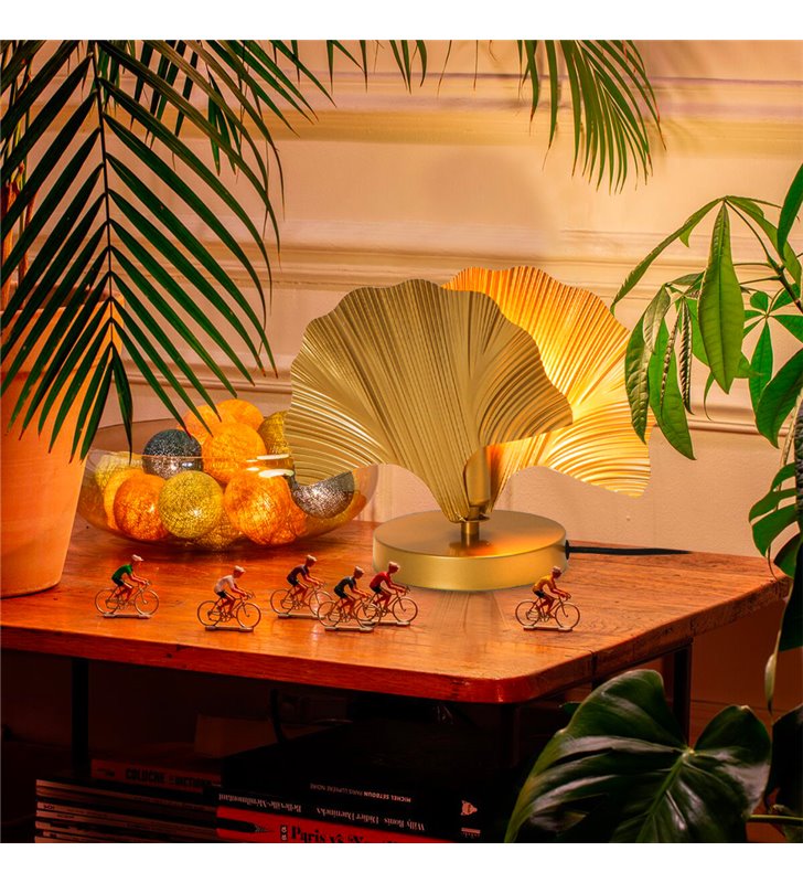 Lampe de bureau Lysia en métal doré compatible LED