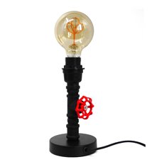 Lampe de bureau moderne Robin métal noir et rouge compatible LED