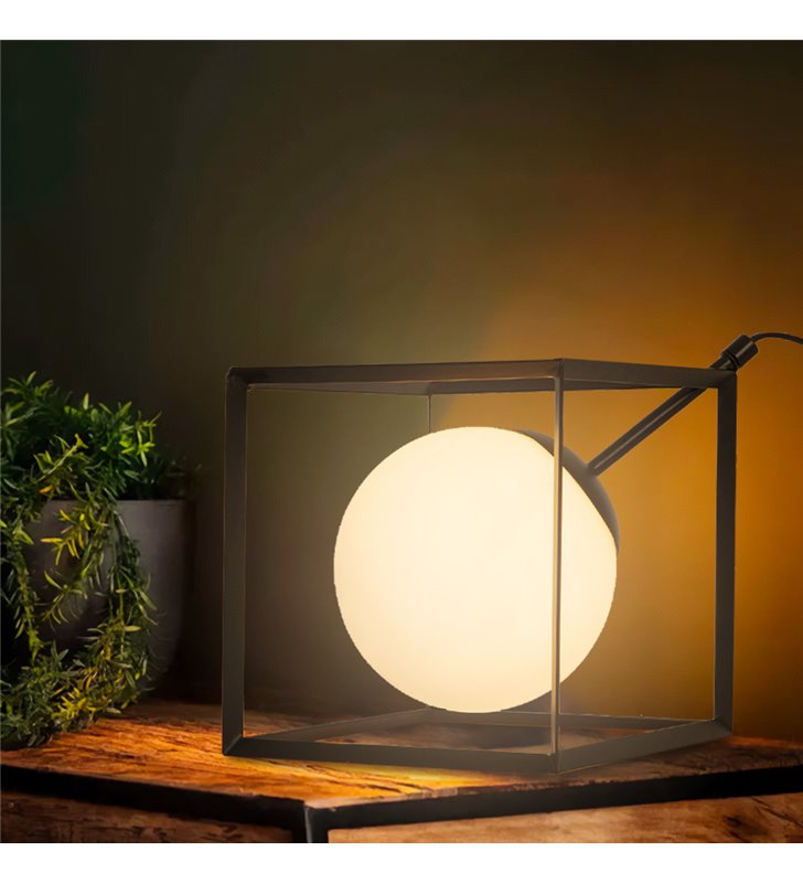 Lampe à poser Tokyo métal noir verre satiné compatible LED