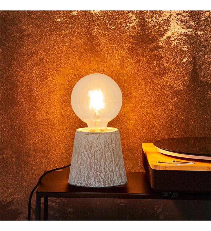 Lampe à poser design Kibo papier effet marbré beige et ampoule LED