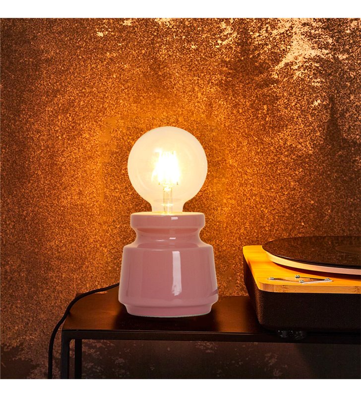 Lampe d'appoint Nella céramique rose compatible LED