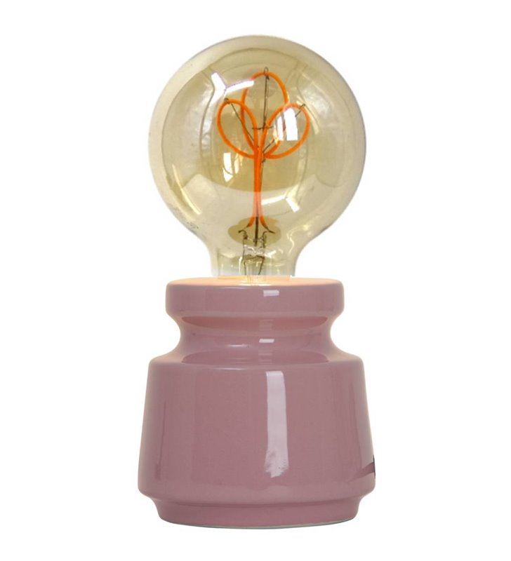 Lampe de chevet design Nella céramique rose et ampoule LED