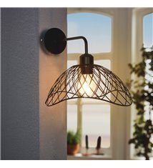 Applique murale design Kim métal noir compatible LED