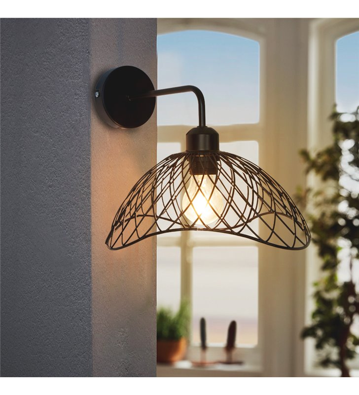 Applique murale design Kim métal noir compatible LED