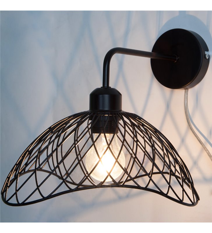 Applique murale design Kim métal noir compatible LED