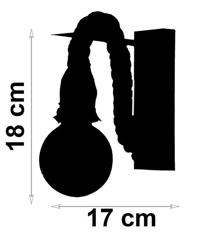 Applique murale moderne Mila métal et corde noir Avec Ampoule LED