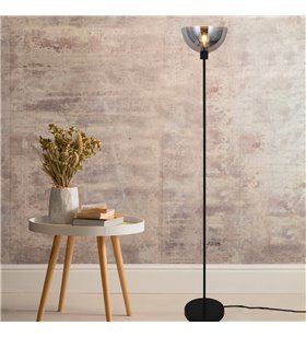 Lampe de salon design Bolton 170cm métal et verre gris fumé compatible LED