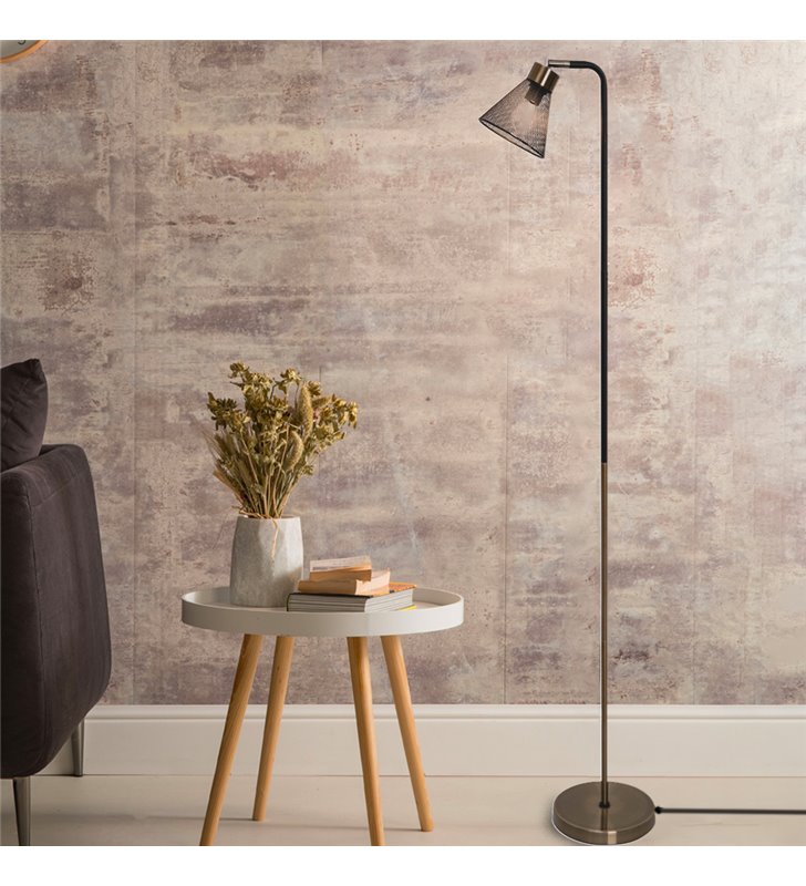 Lampadaire de salon Garvin 140cm métal noir et laitonné