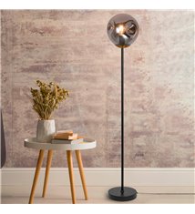 Lampadaire d\'intérieur design Riga 155cm métal et verre gris fumé compatible LED