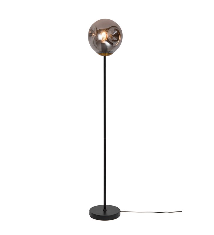 Lampadaire d'intérieur design Riga 155cm métal et verre gris fumé compatible LED
