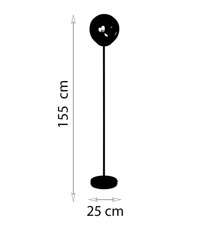 Lampadaire d'intérieur design Riga 155cm métal et verre gris fumé compatible LED