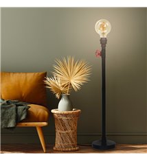 Lampadaire sur pied moderne Robin 120cm métal noir et rouge compatible LED