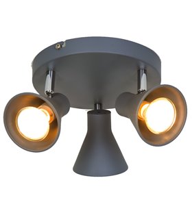 Plafonnier design Carter 3 ampoules métal gris compatible LED