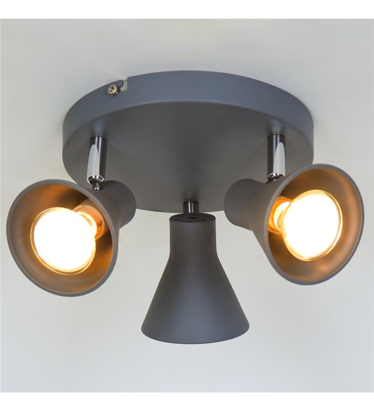 Plafonnier design Carter 3 ampoules métal gris compatible LED